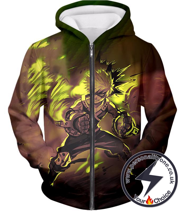 My Hero Academia Explosive Hero Katsuki Bakugo Action Zip Up Hoodie